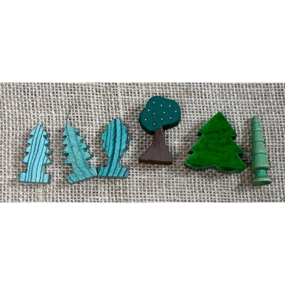 Miniature Wood Tree Figure Lot Craft Pieces Botanical Nature Hand Painted - Picture 2 of 3